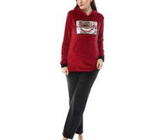 Andora مجموعة بيجاما أندورا الحمراء الوينية ذات القلنسوة والخياطة الناعمة