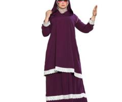 عبايه الخامة كريب رويال مكون من 1 قطعه موديل 9058 , بنفسجي