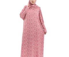 Izor إسدال مزخرف بسحاب مع حجاب ملحق - وردي، أبيض وأسود - إيزور