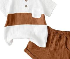 طقم سوت أولادي صيفي مكون من تيشرت مع شورت قصير للأولاد